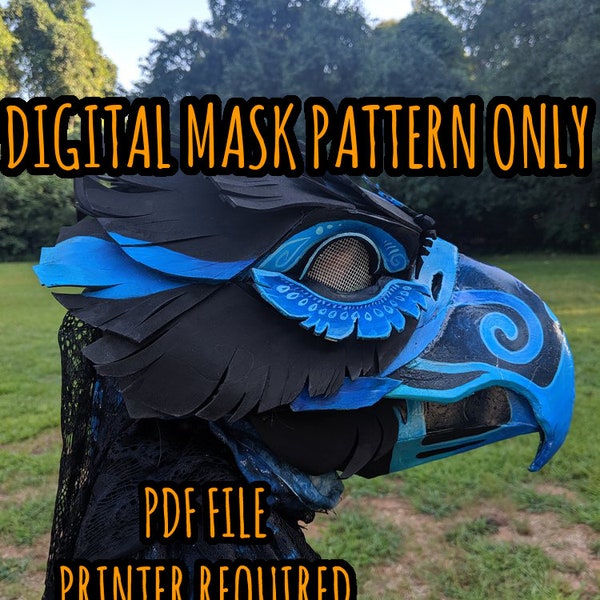 Bird of Prey/Raptor Low Poly Mask Pattern for Cardboard or EVA Foam