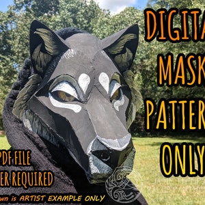 Hunde-/Canid-Low-Poly-Maskenmuster für Karton oder EVA-Schaum
