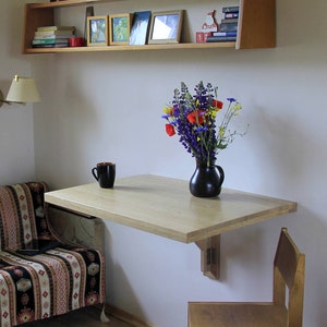 Sturdy Murphy table in solid oak thickened at the bottom with a wooden frame HANDMADE image 2