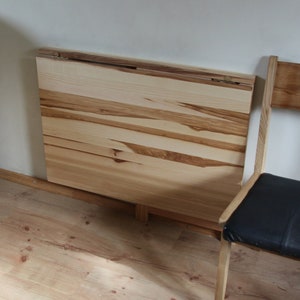 Wall folding table in solid ash Wall mounted drop leaf table Dining table Space saving furniture Fold down desk Warm wood fold down table
