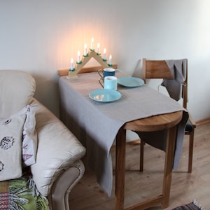 Semicircular Murphy table Wall mount table in solid oak  Drop leaf dine table Wall mount fold table Murphy desk
