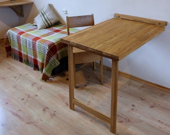 Oak wood Murphy table, sturdy, thickened, HANDMADE, 65x90 cm