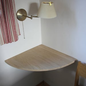 Small folding corner desk, wall mounted wooden corner bedside table, space saving, - HANDMADE