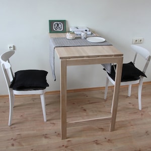 High Murphy desk, Wall mounted table in solid NATURAL OAK, Wooden folding desk, Space saving, Gift for the tiny home owner, HANDMADE