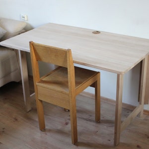 Space saving Murphy desk in solid oak, ideal for sewing machine and other handicrafts