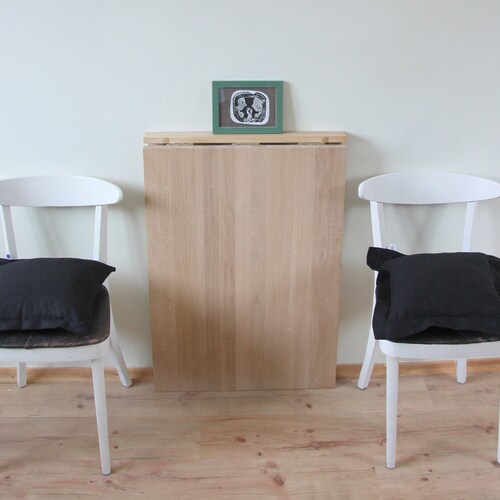 Semicircular Murphy Table Wall Mounted Wood Table in Solid Oak Etsy UK