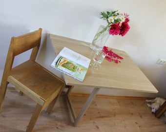 Murphy dining table in solid oak for two, Space saving - HANDMADE