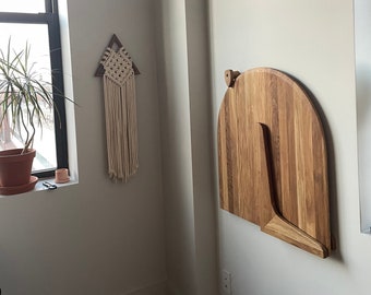 Solid Oak Wall Mounted Folding Desk - Space Saving Murphy Table (66x68cm)