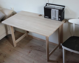 Solid Oak Wall Folding Table - Space Saving Murphy Desk