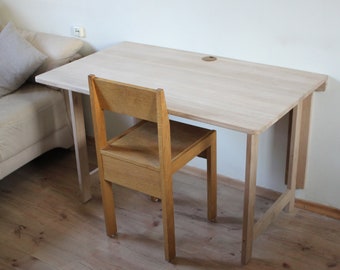 Space saving Murphy desk in solid oak, ideal for sewing machine and other handicrafts