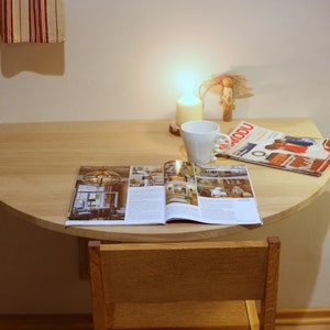 Fold down desk Wall mounted drop leaf table  Wall mounted desk Kitchen table Side table Space saving table Floating table