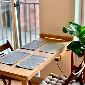 Solid Oak Murphy Desk – Drop Leaf Space-Saving Table image 7