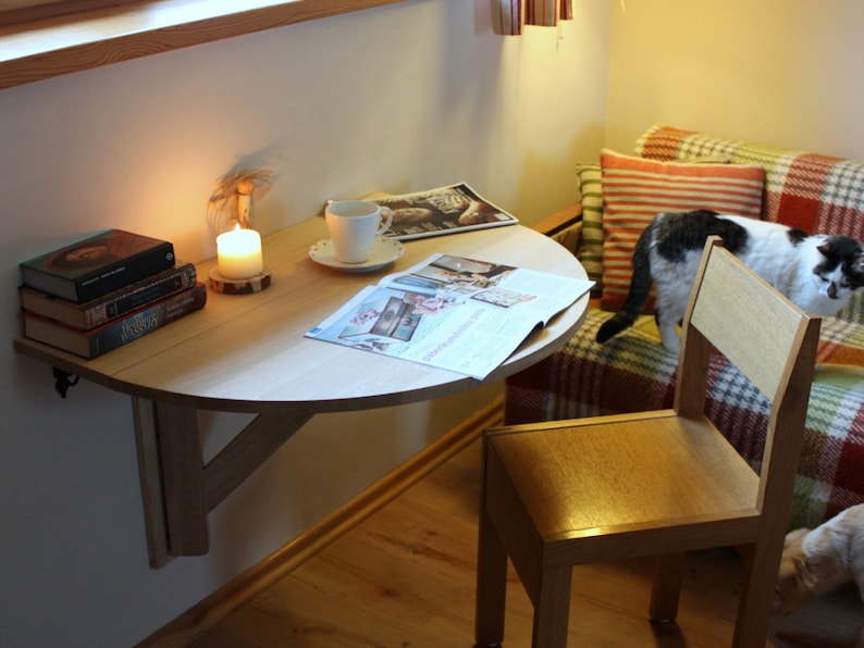 wall mounted drop leaf table, fold down desk