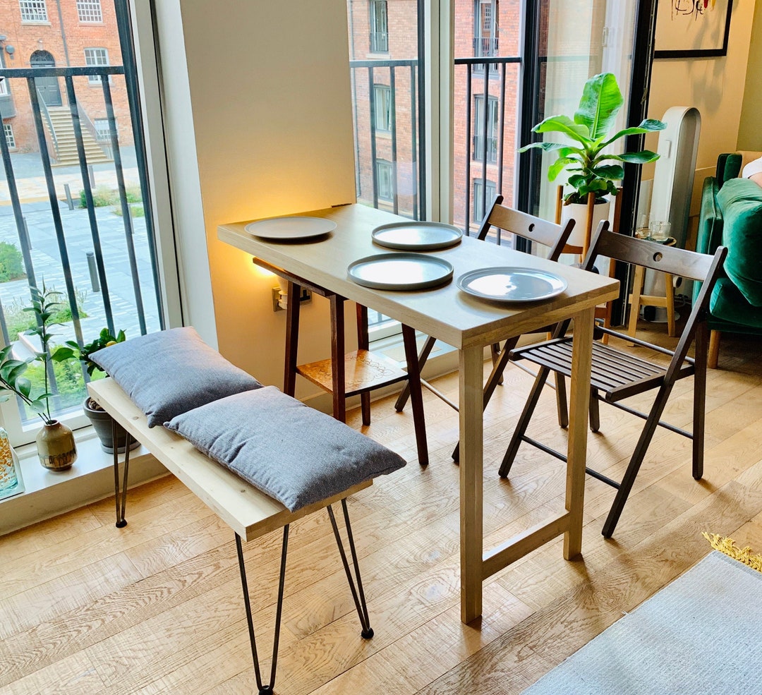 Solid Oak Wall Mounted Folding Desk: Murphy Table - Etsy