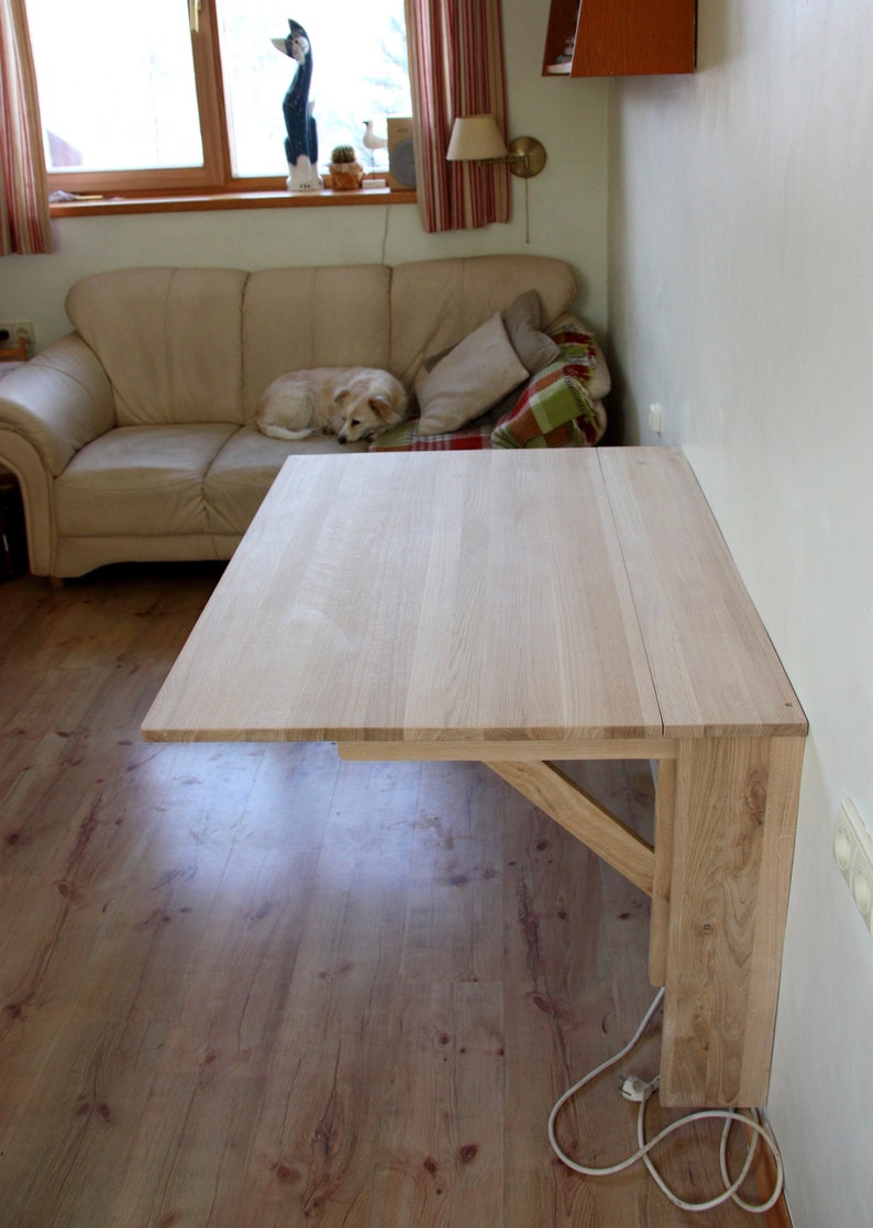 Radiator cover table Wall folding table in solid oak Drop Etsy