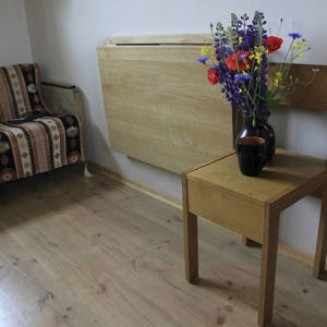 Sturdy Murphy table in solid oak thickened at the bottom with a wooden frame HANDMADE image 3