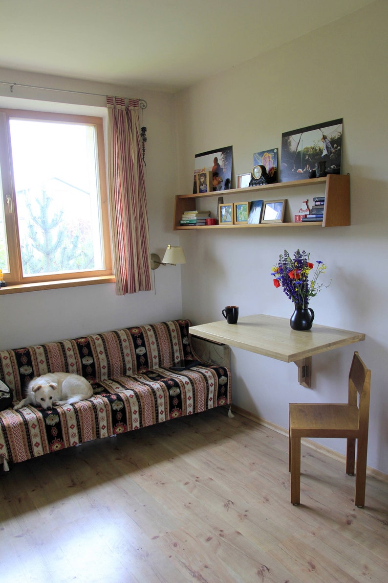 Sturdy Murphy table in solid oak thickened at the bottom with a wooden frame HANDMADE image 2