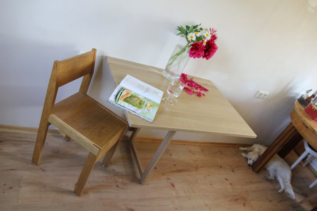 Murphy Dining Table in Solid Oak for Two, Space Saving HANDMADE Etsy