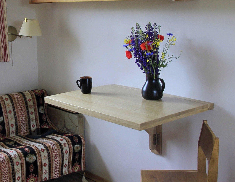 Sturdy Murphy table in solid oak thickened at the bottom with a wooden frame HANDMADE image 4