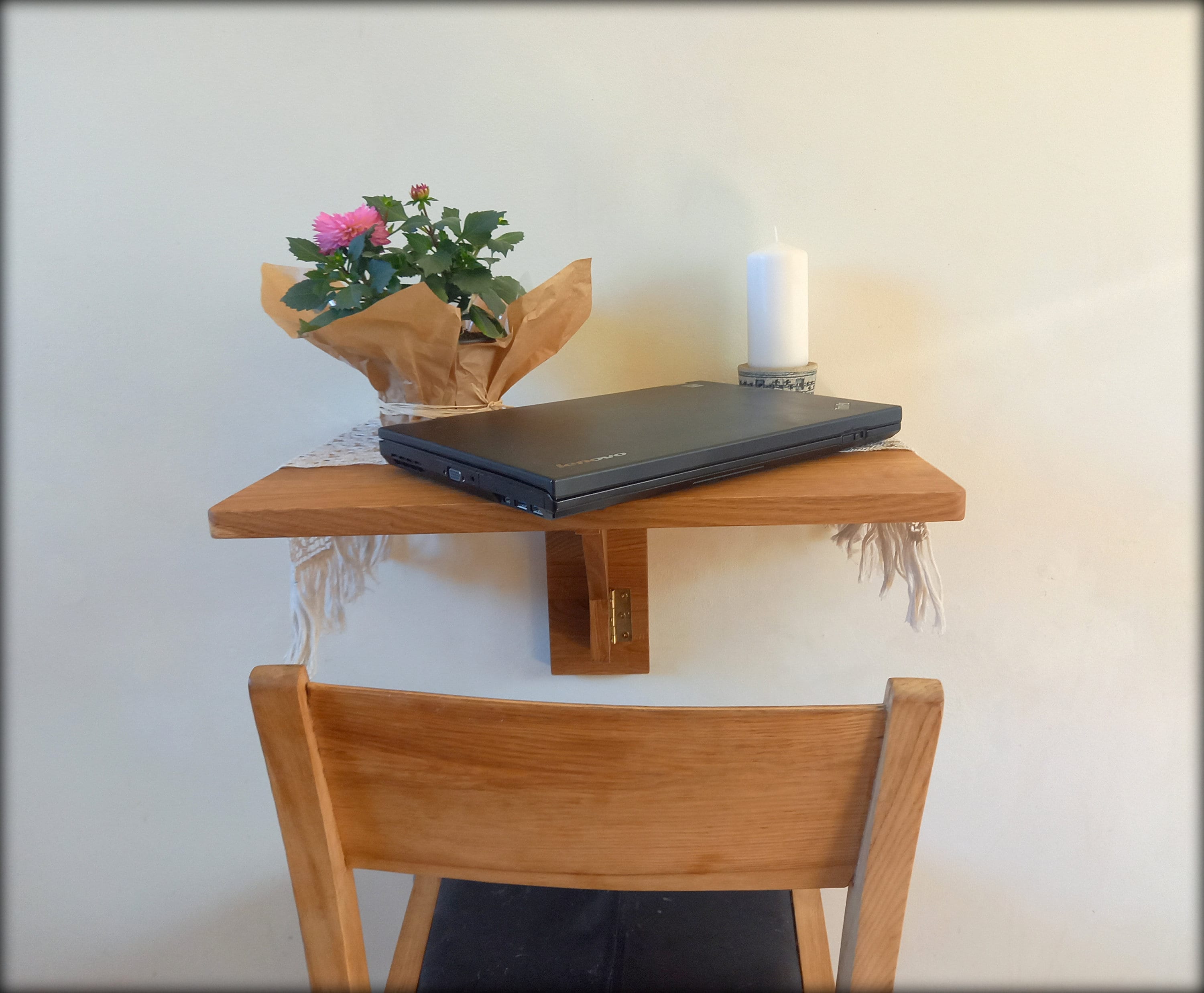 Handmade Oak Fold Down Bedside Shelf, Wall Mounted Mini Desk - Etsy