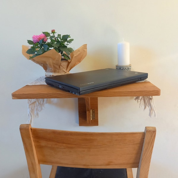 Mini oak-wood Murphy Desk - an exquisite addition to your cozy home office or bedside sanctuary, HANDMADE