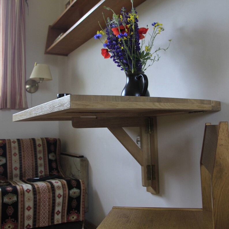 Sturdy Murphy table in solid oak thickened at the bottom with a wooden frame HANDMADE image 1