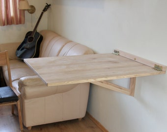Solid Oak Wall Mounted Folding Table – Space Saving Desk