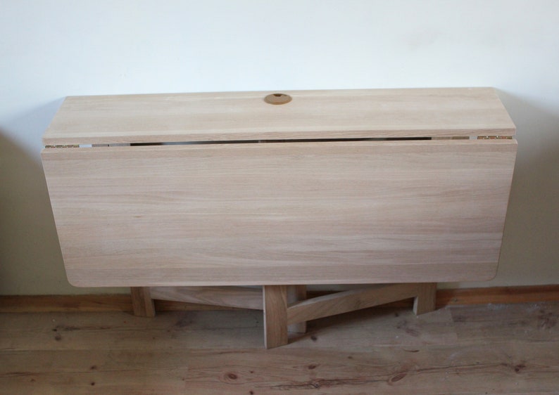 Solid Oak Wall Mounted Drop Leaf Table: Space Saving Fold Down Desk ...