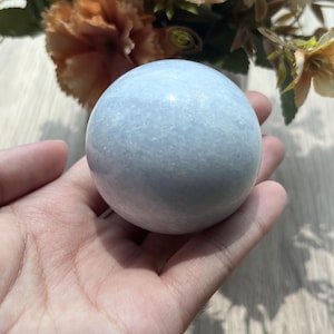 Blue Celestite Sphere: Hand-Polished Healing Crystal Ball
