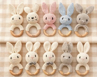 Customized name baby rattles, carved wooden Montessori toys, personalized newborn gifts, baby party favors