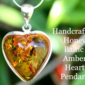 Handcrafted Honey Baltic Amber Heart Pendant – Sterling Silver | Symbol of Love | Unique Gift for Someone Special