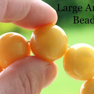 AAA Beeswax Baltic Amber Beads – 20mm Round | Certified Natural | Rare Honey Yellow | Jewelry Making Supply | Statement Gemstone Beads