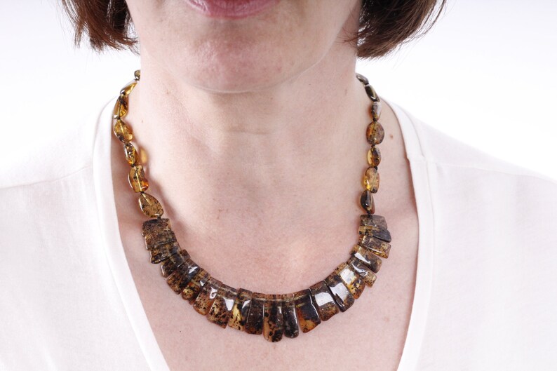 Xmas Gift Set for Mum Egyptian Style Amber Necklace and Bracelet Eco Necklace SetGreen Amber NecklaceJeweleryCleopatra Necklace Set