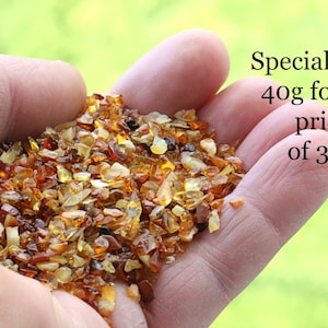 Baltic Amber Chips 30g (Bonus 35g) | Natural Amber Shavings for Crafts | Resin Art, Crystal Bottles, Jewelry & Glitter Baubles