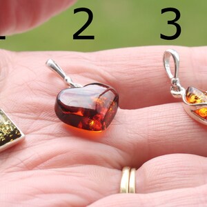 Choose The One You Love Dainty Baltic Ambe Pendants Choose 1, 2 or 3 Classic Gifts / Amber Gem / 925 Sterling Silver Amber Gem Pendant image 1