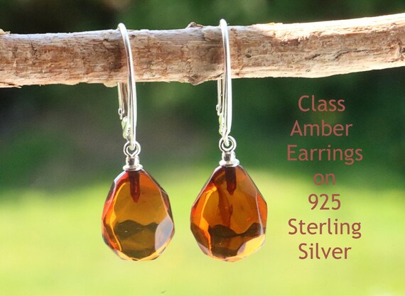 Silver / Baltic Gold Gems Earrings Honey, Cognac, Lemon, Green Gems /  Genuine Baltic Gold Gem Round Earrings on 925 Sterling Silver Earrings 