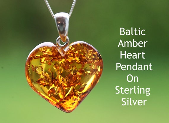 Honey Amber Heart Pendants Honey Amber Heart Pendants
