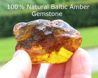 100% natuurlijke edelsteen uit Baltische barnsteen – onbehandelde fossiele hars – uniek verzamelstuk