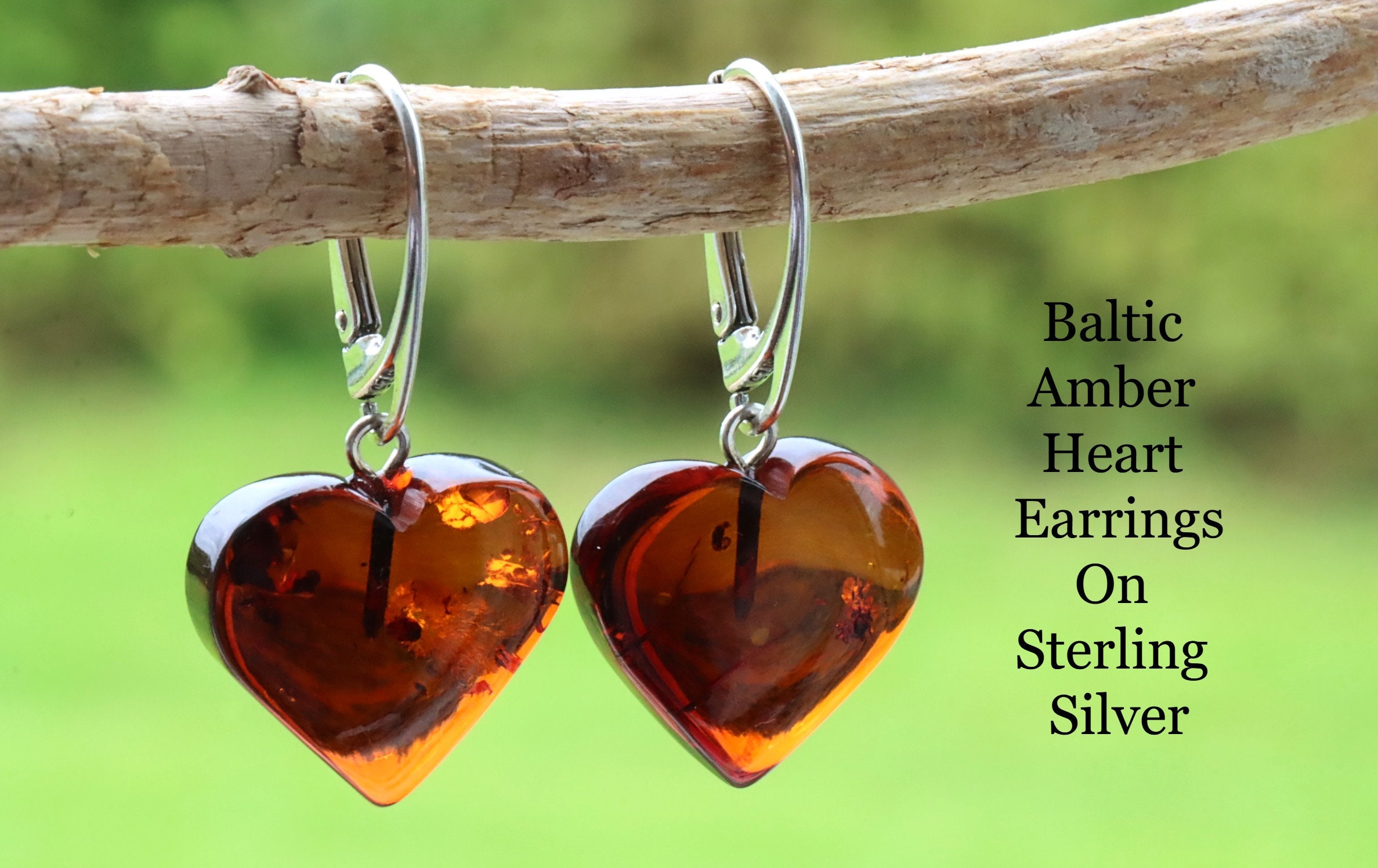 Amber heart earrings deals
