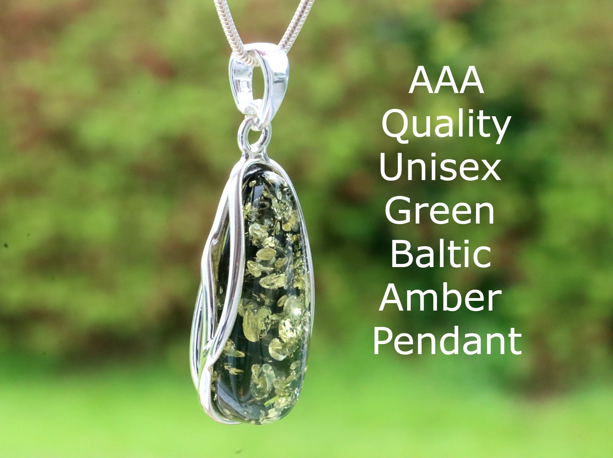 Transparent Yellow and Green Amber Pendant in Silver. Stock Image - Image  of baltic, close: 218540541