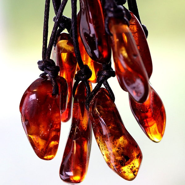 Amber Amulet Gift for Wellness / Natural Jewelry / Polished Tumbled Gem for Protection / Natural Nordic Baltic Amber Stone Pendant