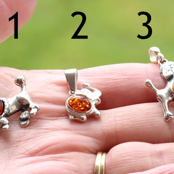 Cute Animal Pendant / Choose The One You Love / Dainty Animal Pendants and Amber Gem Choose 1, 2 or 3  / Silver Amber Pendant Gift