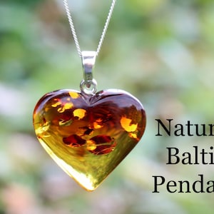 Heart Pendant / Genuine Baltic Amber Gem / Choose the one you love 1, 2 or Number 3 / Natural Baltic Amber