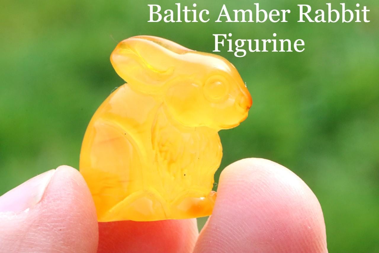Baltic Amber Rabbit Figurine | Hand-Carved Natural Amber Sculpture | Prosperity & Good Luck Totem | Gift for Rabbit Lovers | Amber Statuette
