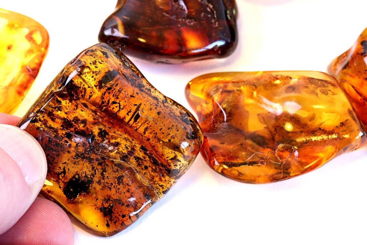 104grams/ 3,67 Oz Weight Green Amber Stone, Very Large Thick Dark