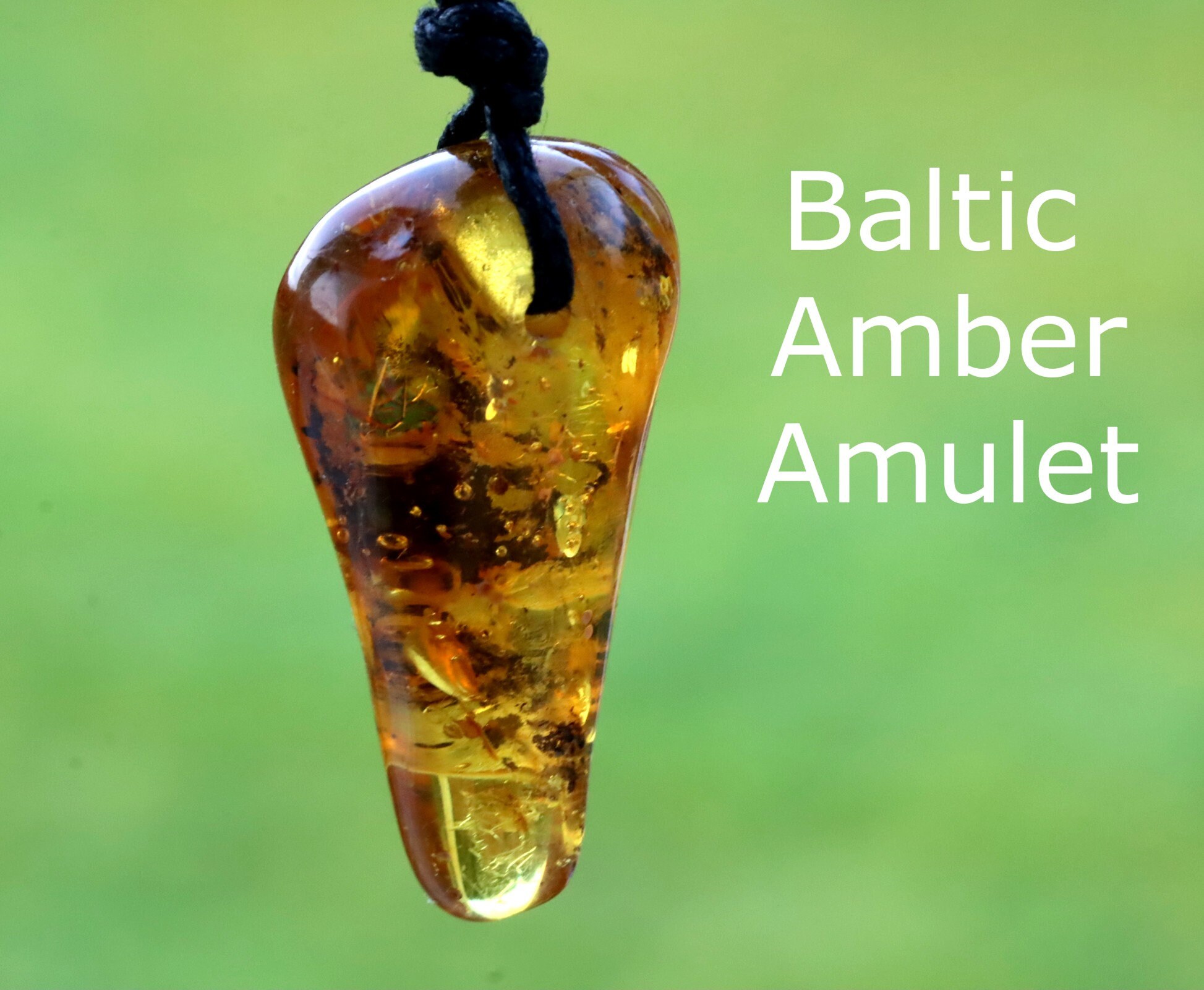 Natural Baltic Amber Amulet Pendant | Adjustable Cord | One-Off Gemstone Jewelry | Certificate Included | Unique Handmade Gift