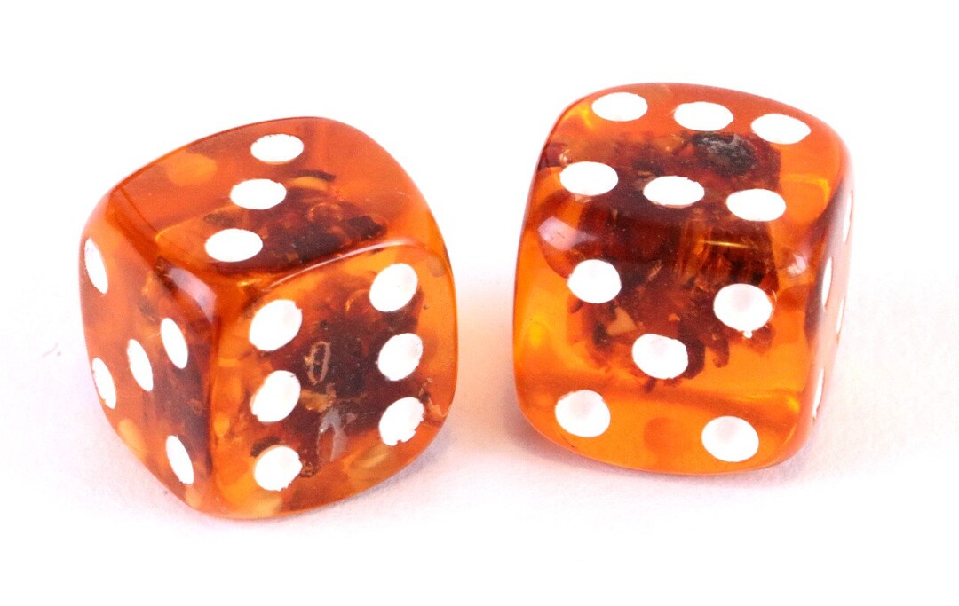 Pair of Dice Amber Dice / Classic Maple Color / Handmade Gambling Dice