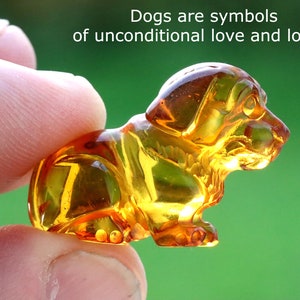 Dogs are symbols of unconditional love and loyalty / Dog Carving Hand carved Miniature Amber Figurine / Hand carved figurine / Cute Dog Gift