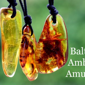 Ciondolo amuleto in ambra baltica fatto a mano - Scegli la gemma 1, 2 o 3 / Talismano di protezione e fortuna naturale / Collana singola in ambra / Regalo unisex