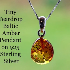 Special Offer – Tiny Teardrop Baltic Amber Pendant | 925 Sterling Silver | Gift-Boxed Natural Jewelry